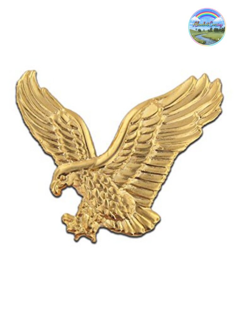 Antique Gold Eagle Enamel Lapel Pin 3/4 Inch Butterfly Clutch Back